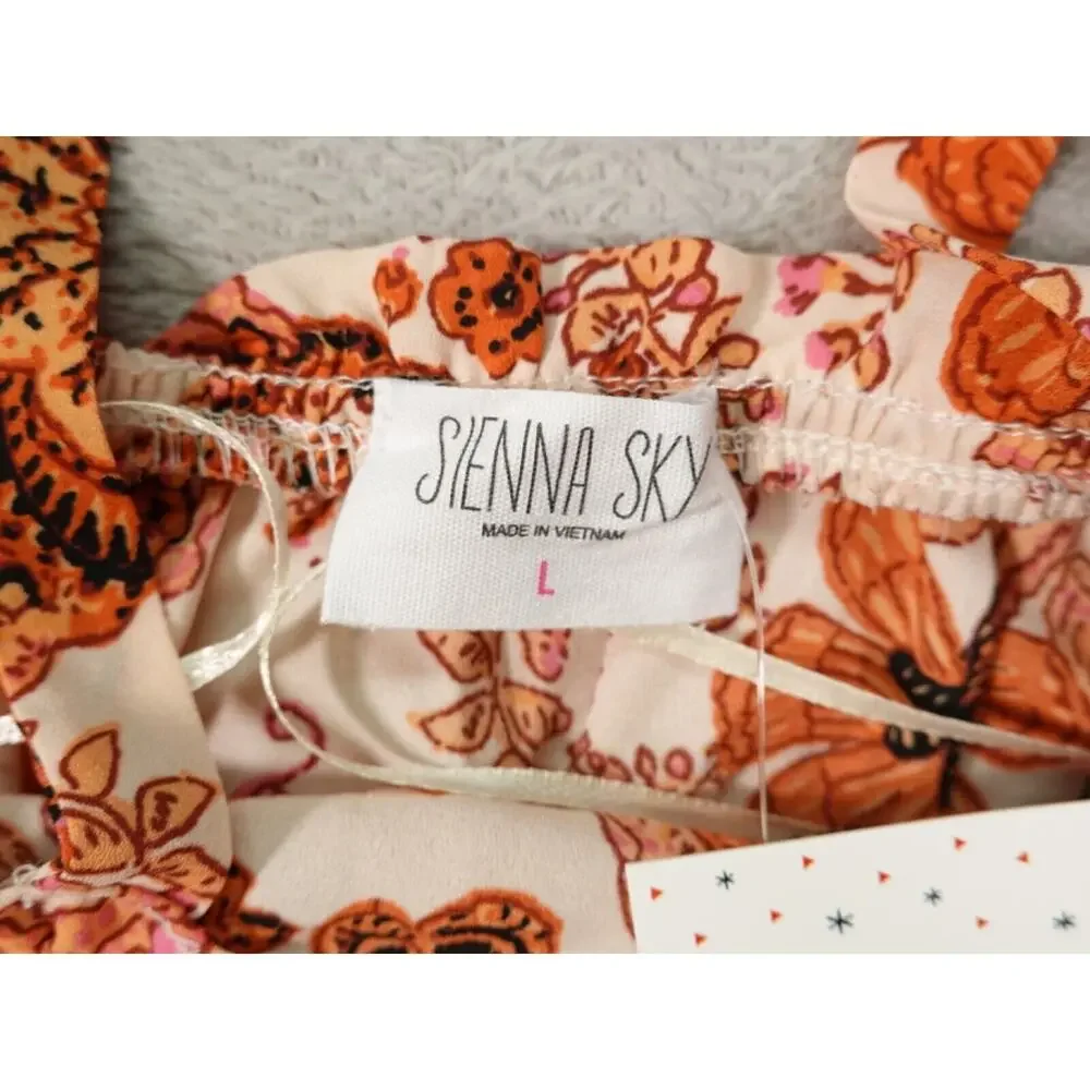 Sienna Sky Womens Orange Floral Cropped Tank Top Blouse Size L - Picture 2 of 9